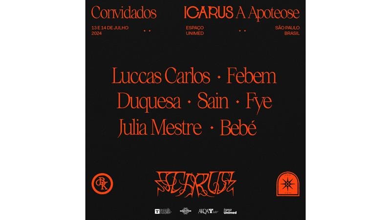  BK´ convida Luccas Carlos, Febem, Duquesa, Sain, Fye, Bebé e Julia Mestre para ICARUS: A APOTEOSE em São